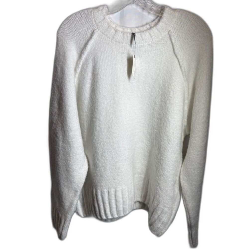 Anthropologie Women’s Ivory White Raglan Crewneck Sweater M